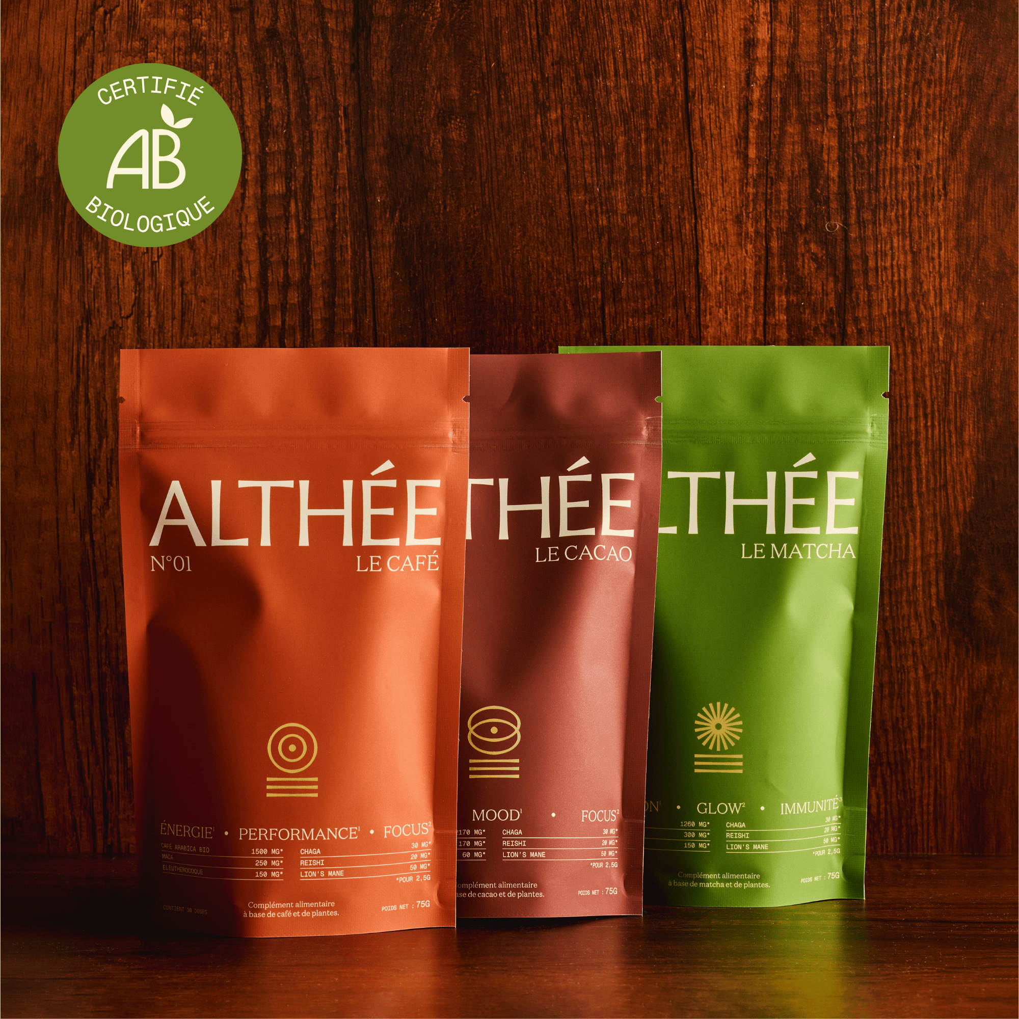 Le Trio Althée - Café, Cacao, Matcha